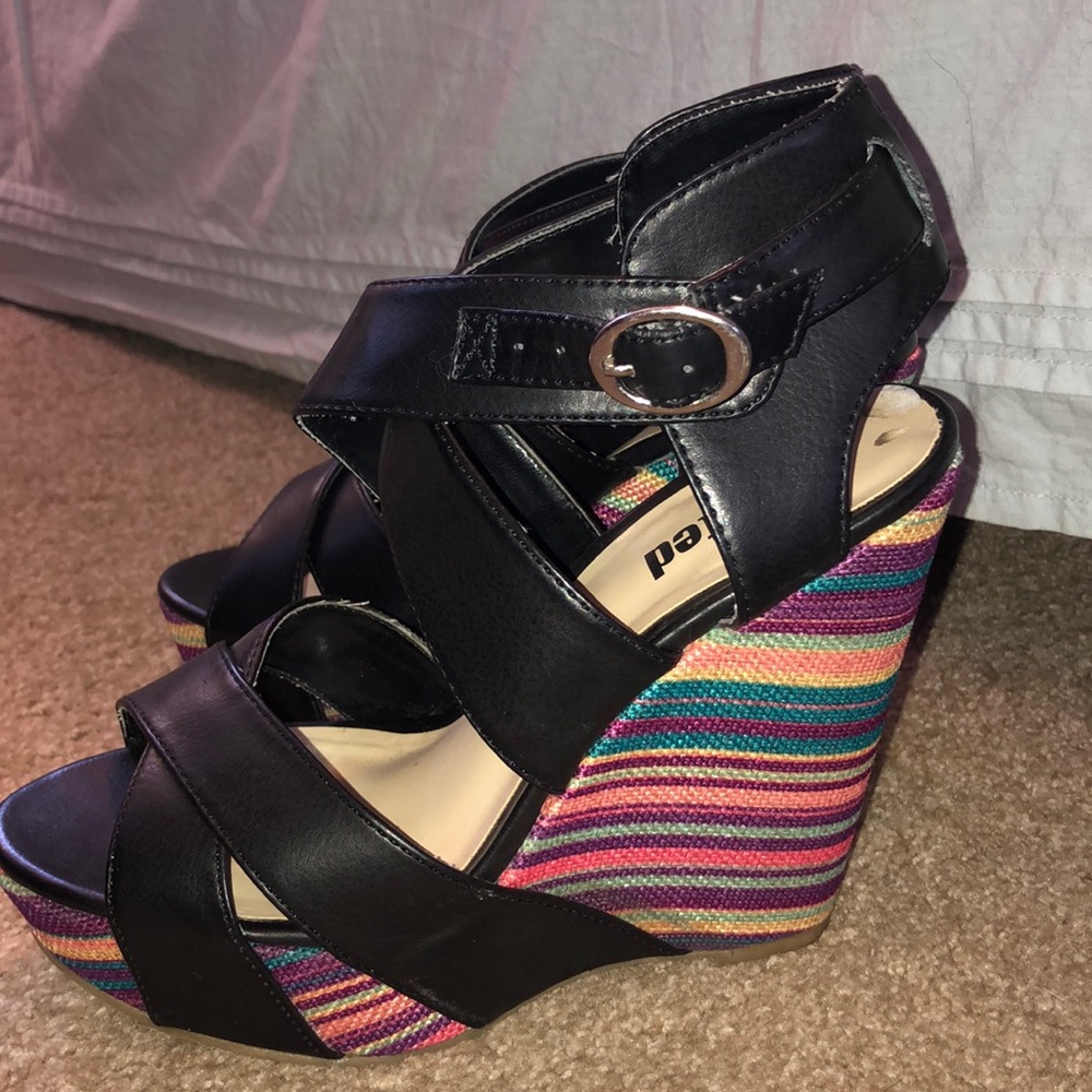 Rainbow Stripe Wedge Sandal - Picture 3 of 6